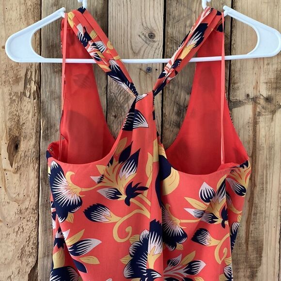 J. Crew Coral Floral Twist Back Sleeveless Silk Lightweight Dress‎ Size 00 - Picture 13 of 15
